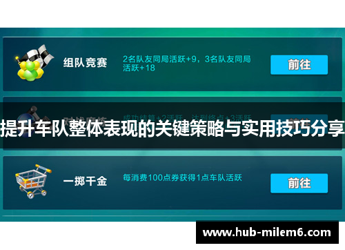 提升车队整体表现的关键策略与实用技巧分享